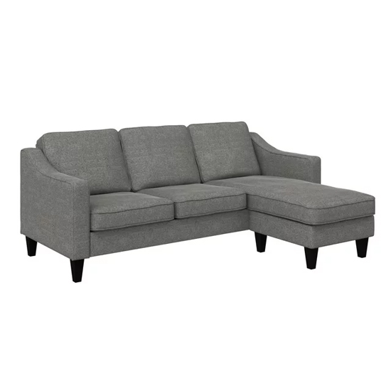 Brooks Linen Fabric Sectional 3 Seater Sofa In Grey