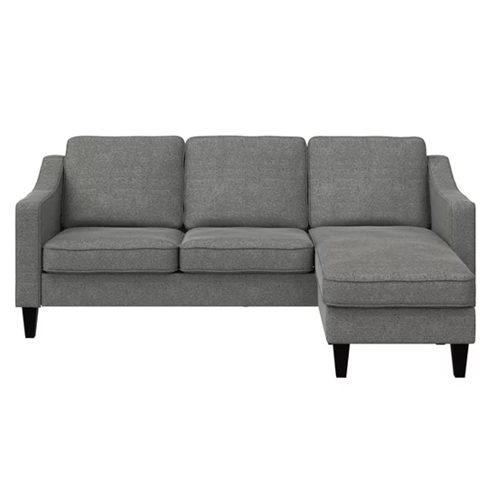 Brooks Linen Fabric Sectional 3 Seater Sofa In Grey
