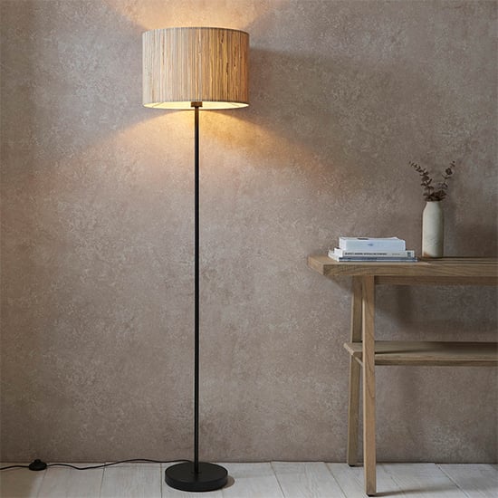 Photo of Brooks seagrass drum shade floor lamp in natural