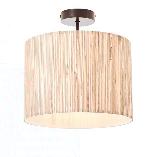 Brooks Semi Flush Seagrass Drum Shade Ceiling Light In Natural