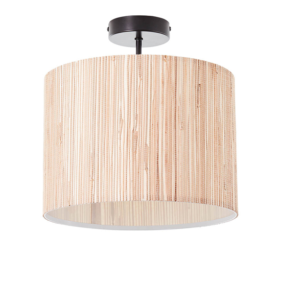 Brooks Semi Flush Seagrass Drum Shade Ceiling Light In Natural