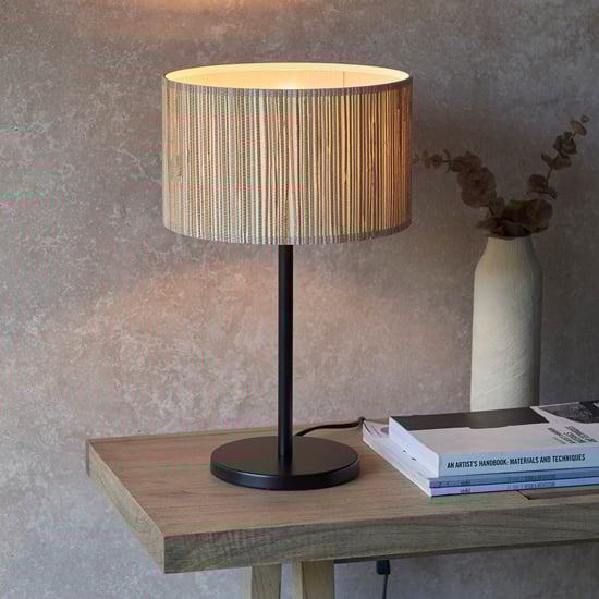 Brooks Semi Flush Seagrass Drum Shade Table Lamp In Natural Furniture