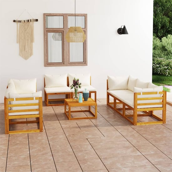 Product photograph of Brooks Solid Wood 9 Piece Garden Lounge Set With Cream Cushions from Furniture in Fashion