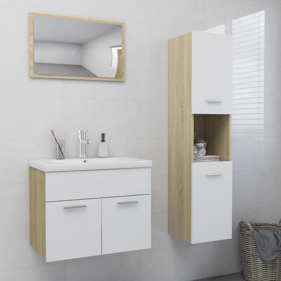 Brooks Wooden Bathroom Furniture Set In White And Sonoma Oak_1