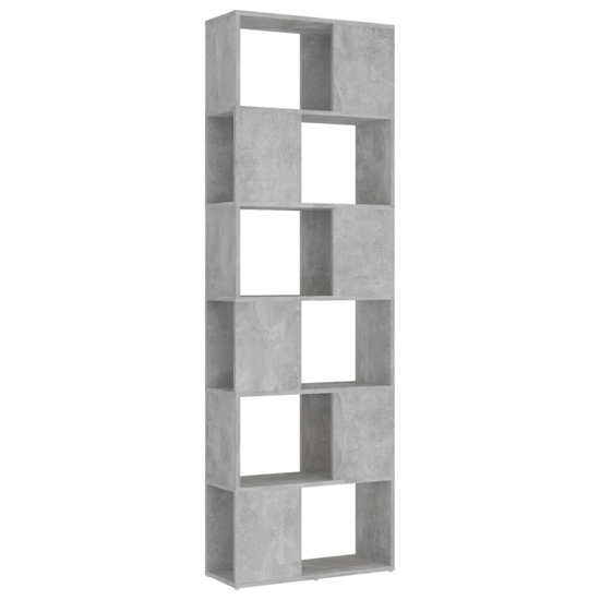 Brooks Wooden Bookcase With 6 Compartments In Concrete Effect
