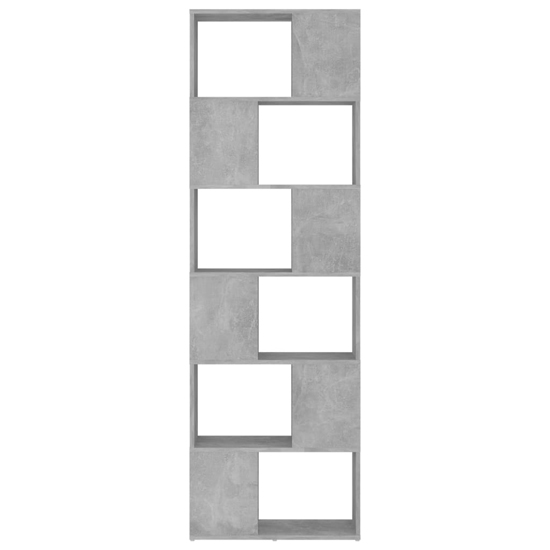 Brooks Wooden Bookcase With 6 Compartments In Concrete Effect