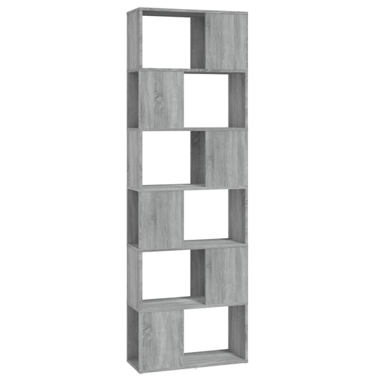 Brooks Wooden Bookcase With 6 Compartments In Grey Sonoma Oak