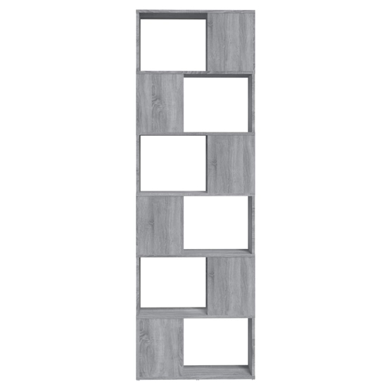 Brooks Wooden Bookcase With 6 Compartments In Grey Sonoma Oak