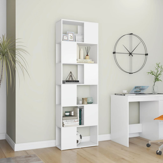 Brooks Wooden Bookcase With 6 Compartments In White