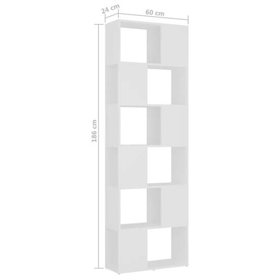 Brooks Wooden Bookcase With 6 Compartments In White
