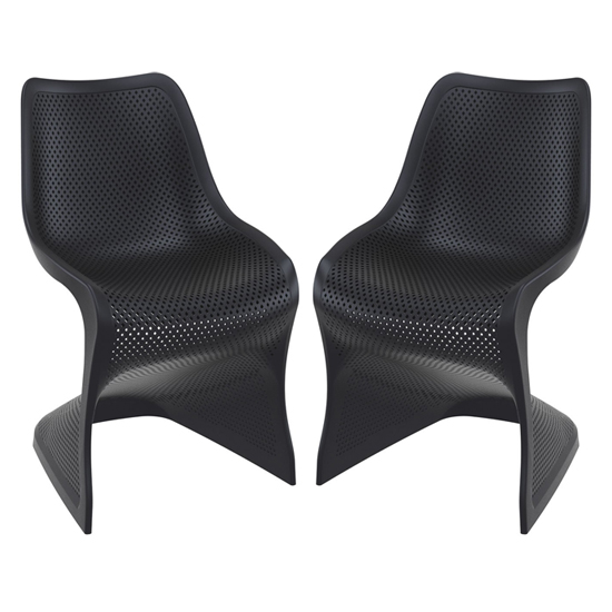 Read more about Brora outdoor black stackable dining chairs in pair