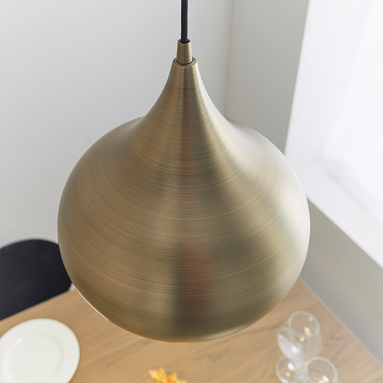 Brosnan Pendant Light In Matt Antique Brass And White