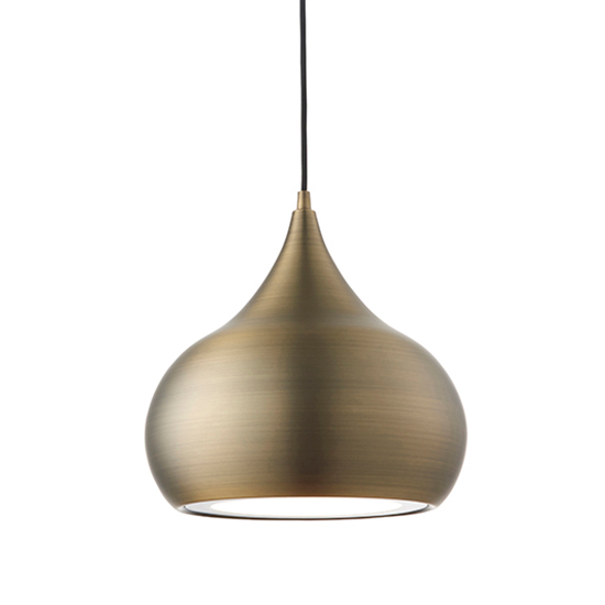 Read more about Brosnan pendant light in matt antique brass and white