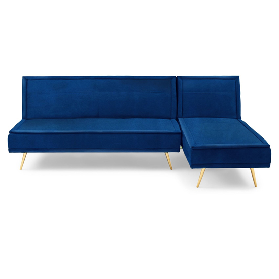 Brossard Velvet 3 Seater Chaise Corner Sofa Bed In Blue_4