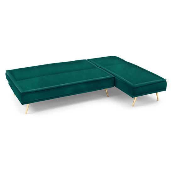 Brossard Velvet 3 Seater Chaise Corner Sofa Bed In Green_6