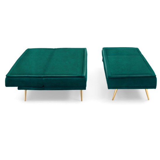 Brossard Velvet 3 Seater Chaise Corner Sofa Bed In Green_7