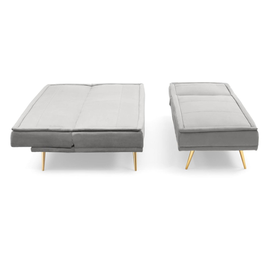 Brossard Velvet 3 Seater Chaise Corner Sofa Bed In Grey_7