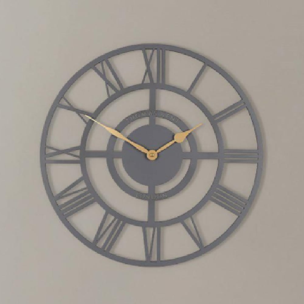 Brossard Wooden Round Wall Clock In Slate