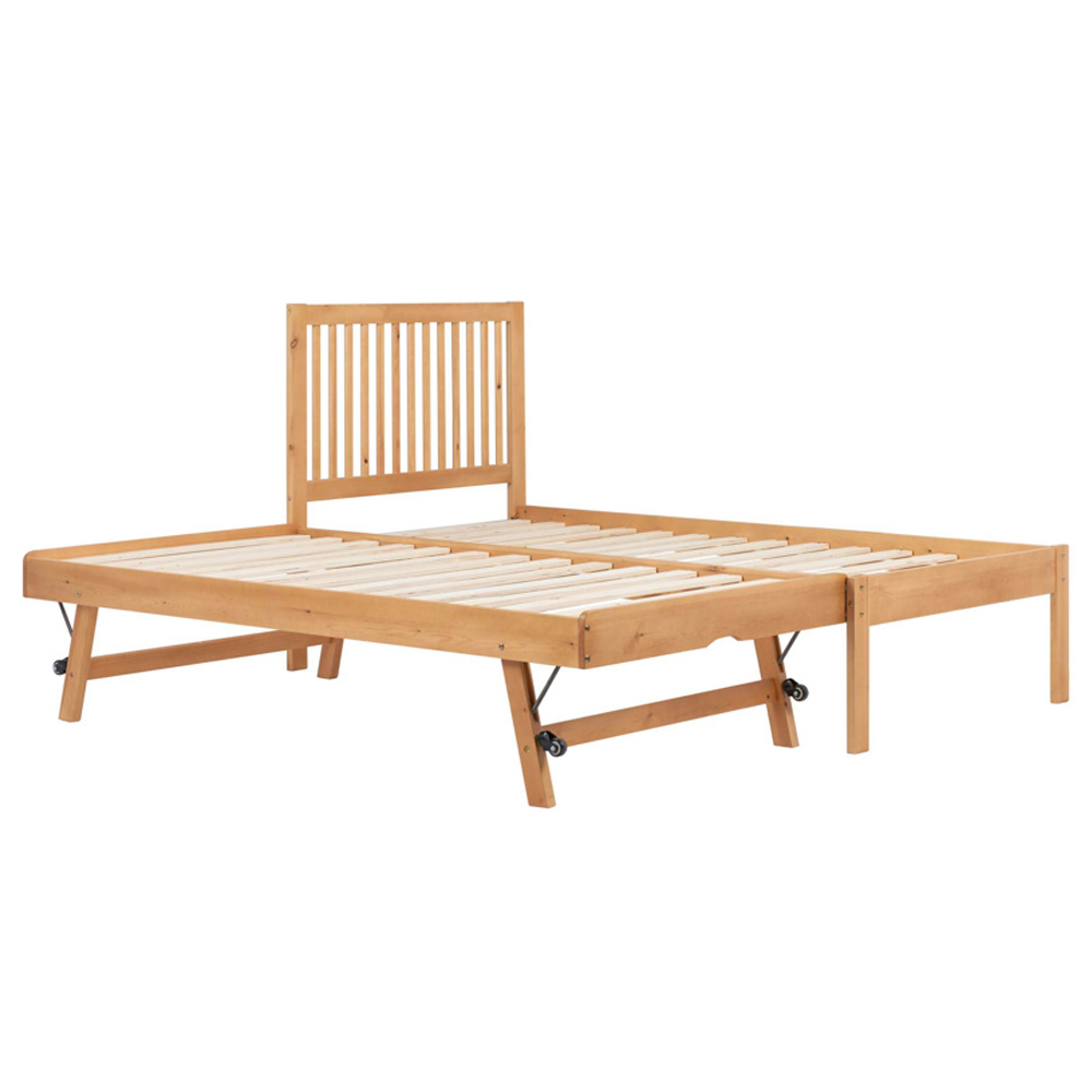 Broxton Wooden Single Bed With Guest Bed In Honey Pine