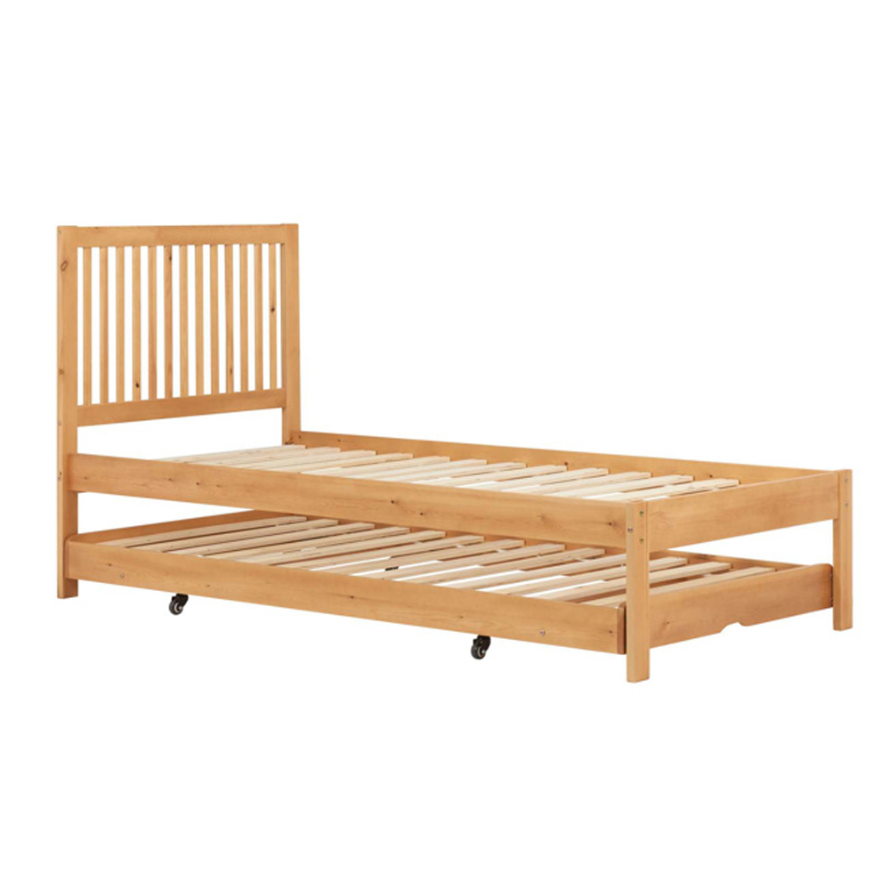 Broxton Wooden Single Bed With Guest Bed In Honey Pine