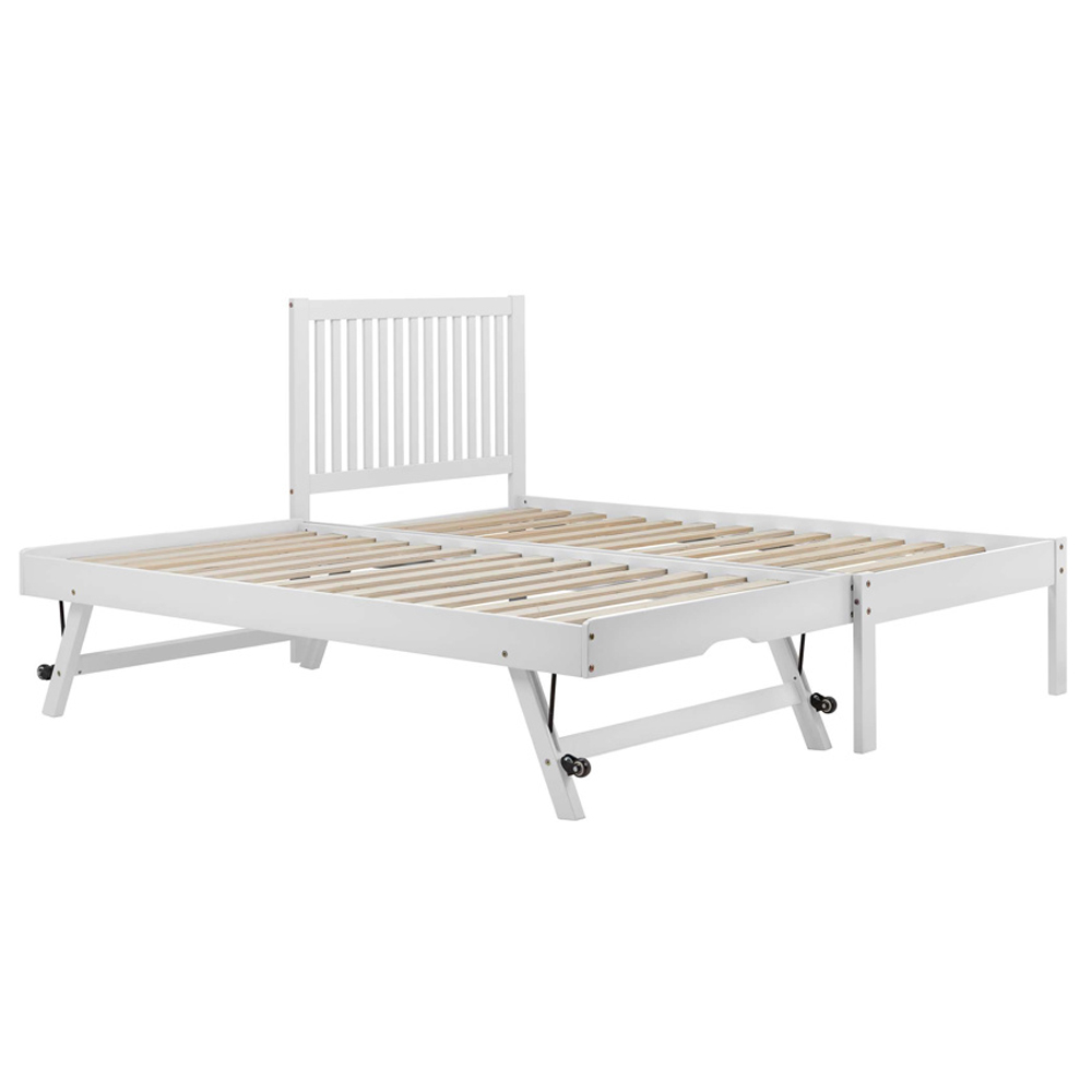 Broxton Wooden Single Bed With Guest Bed In White