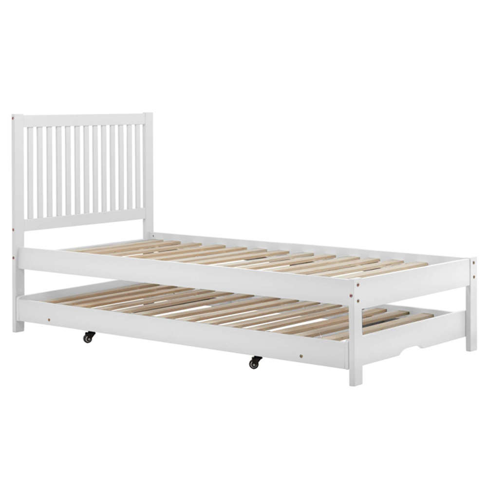 Broxton Wooden Single Bed With Guest Bed In White
