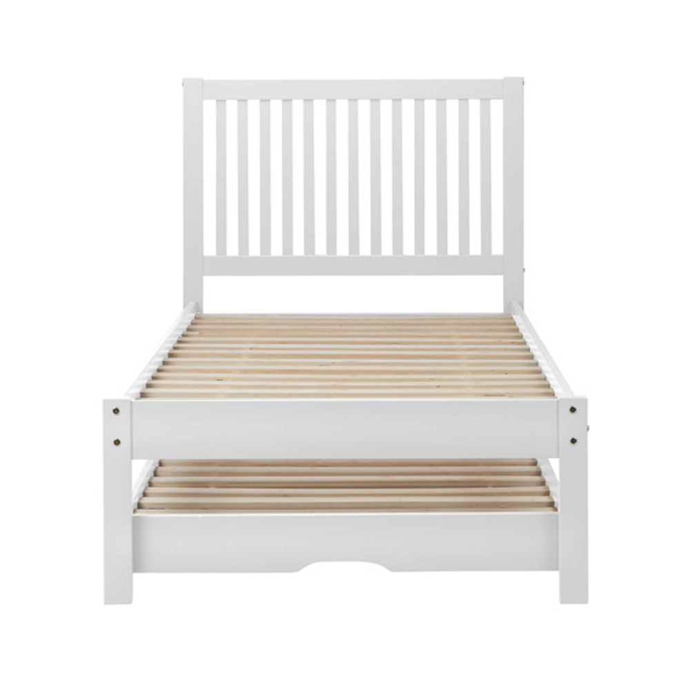 Broxton Wooden Single Bed With Guest Bed In White