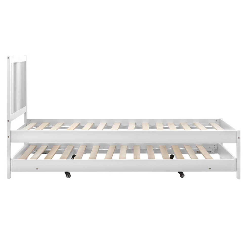Broxton Wooden Single Bed With Guest Bed In White