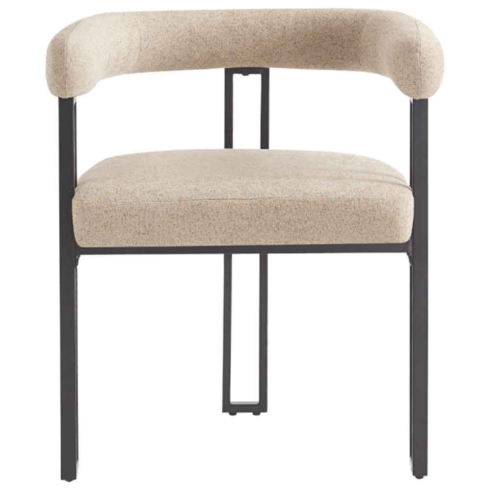 Bruges Fabric Dining Chair In Pair - Oatmeal