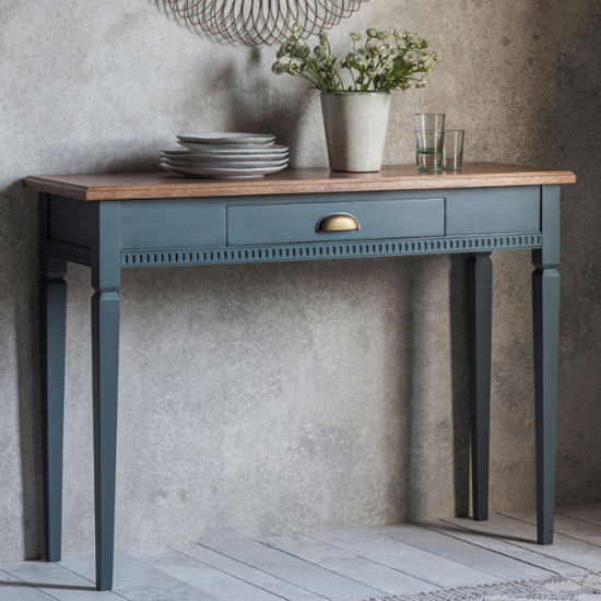 Read more about Brunet wooden console table with 1 drawer in storm