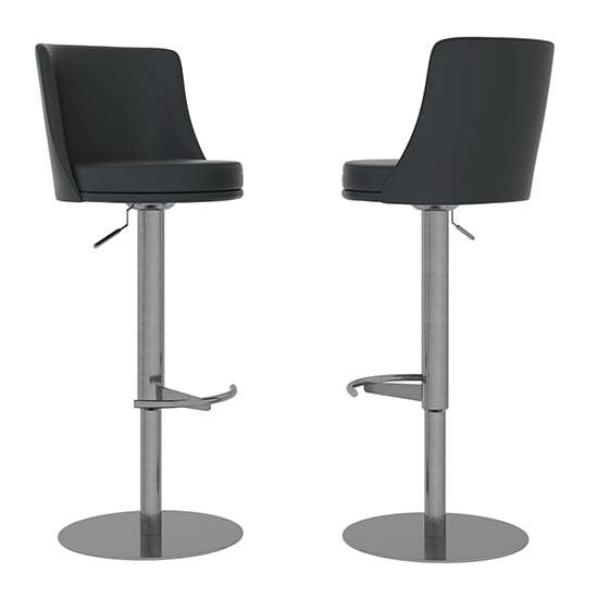 Banbury Black Faux Leather Gas-lift Bar Stools In Pair_2