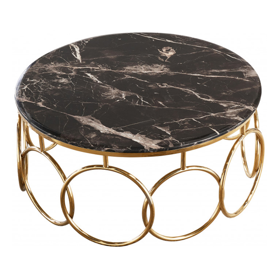 Bruno Black Marble Coffee Table With Gold Stainless Steel Legs Sale