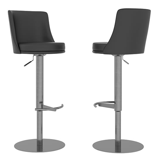 Banbury Grey Faux Leather Gas-lift Bar Stools In Pair_2