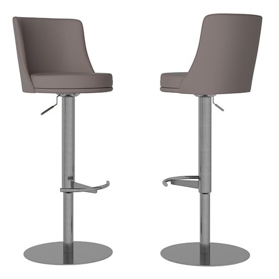 Banbury Taupe Faux Leather Gas-lift Bar Stools In Pair_2