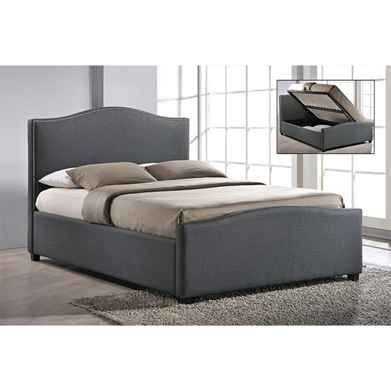 Read more about Brunswick fabric storage ottoman double bed in grey