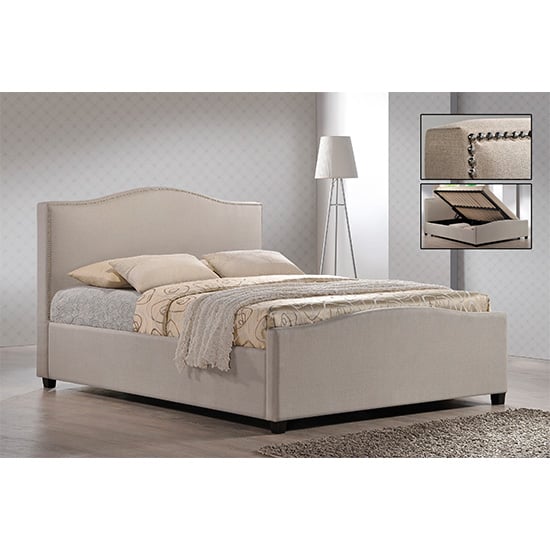 Photo of Brunswick fabric storage ottoman double bed in sand