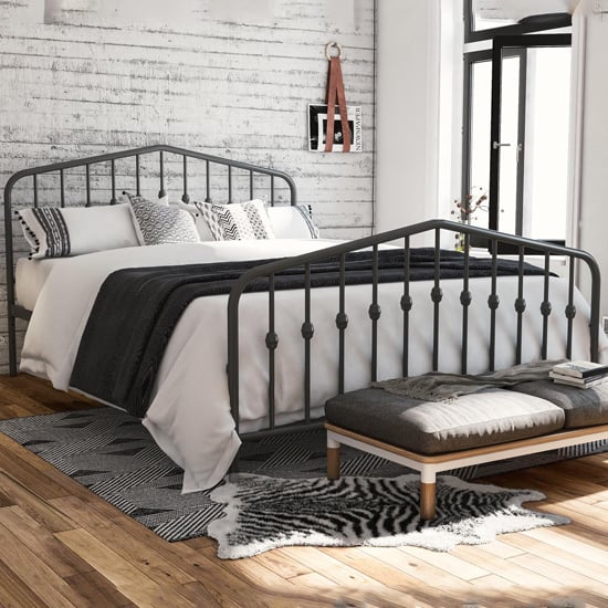 Product photograph of Brunswick Metal Double Bed In Grey from Furniture in Fashion