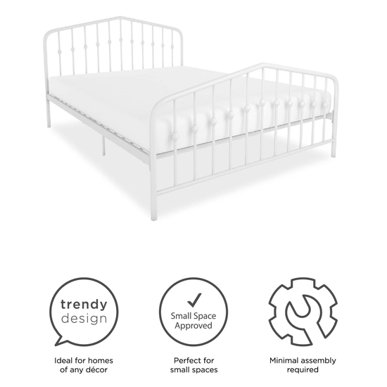 Brunswick Metal Double Bed In White