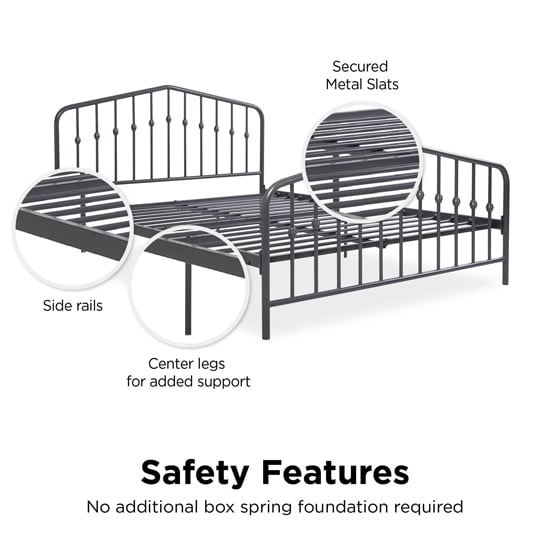 Brunswick Metal King Size Bed In Grey
