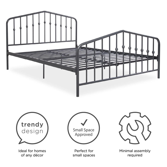 Brunswick Metal King Size Bed In Grey