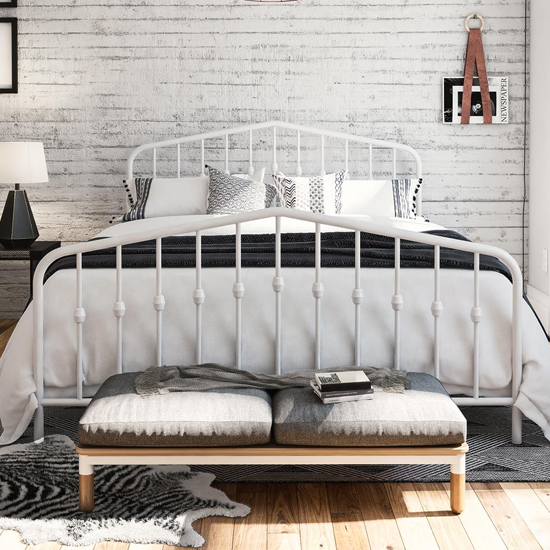 Brunswick Metal King Size Bed In White