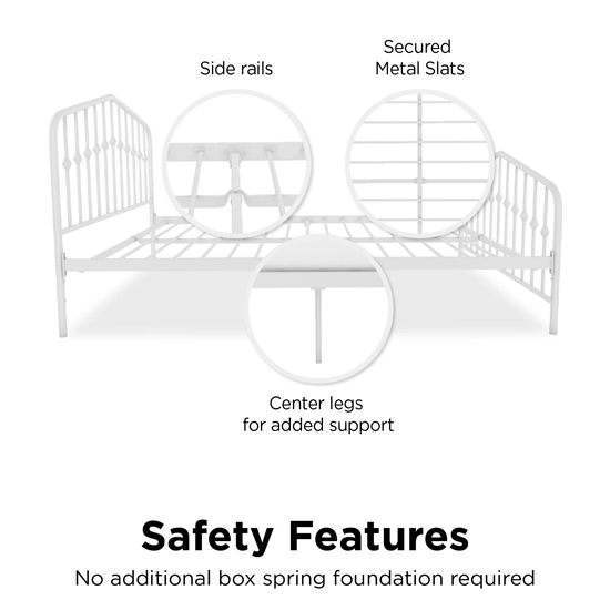 Brunswick Metal King Size Bed In White