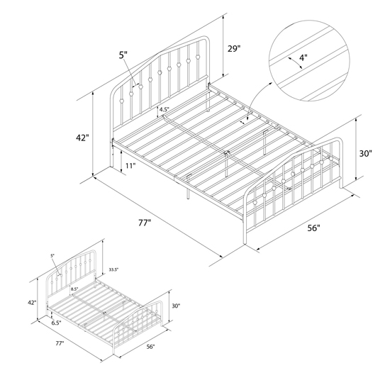 Brunswick Metal King Size Bed In White