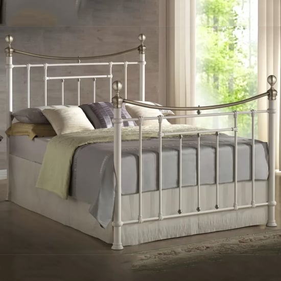 Brunt Metal Double Bed In Cream