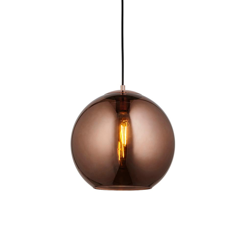 Brussels Mirrored Glass 1 Light Pendant Light In Gold Black