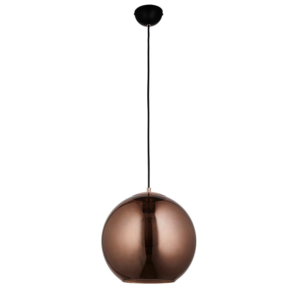 Brussels Mirrored Glass 1 Light Pendant Light In Gold Black