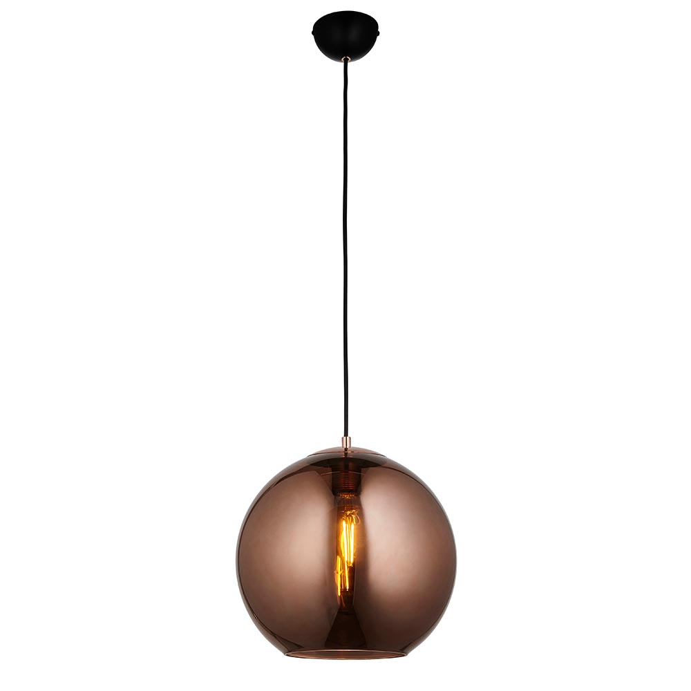 Brussels Mirrored Glass 1 Light Pendant Light In Gold Black