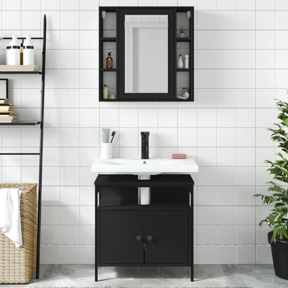 Read more about Brussels wooden 2 piece bathroom furniture set in black