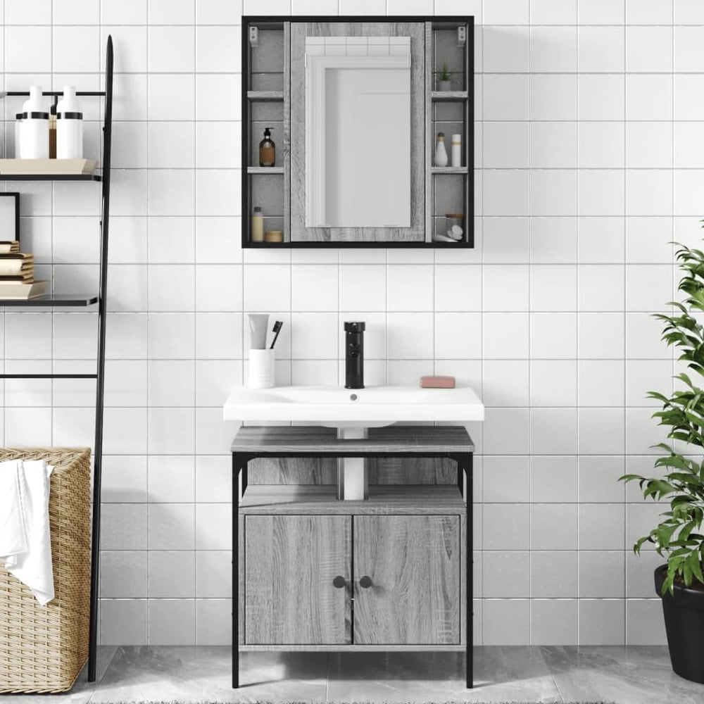 Read more about Brussels wooden 2 piece bathroom furniture set in grey sonoma