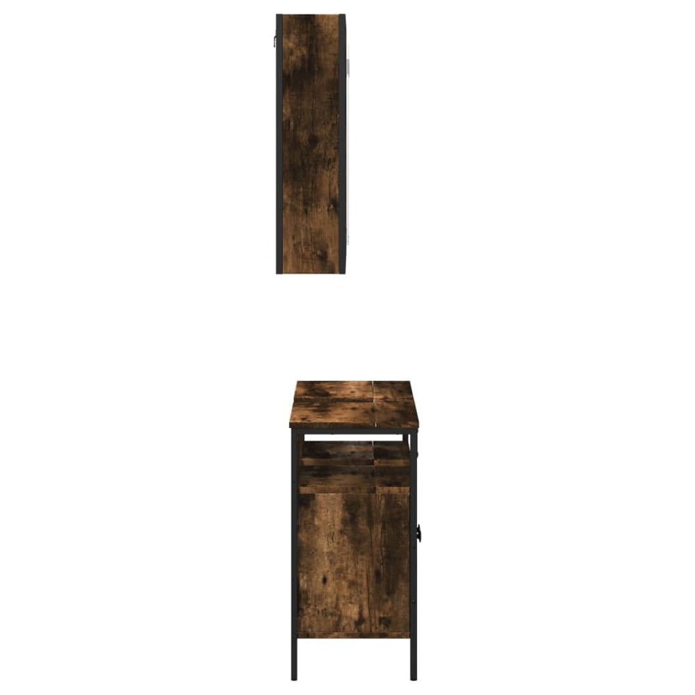 Brussels Wooden 2 Piece Bathroom Furniture Set In Smoked Oak